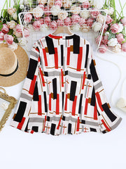 Stripe Print V Neck Blouse