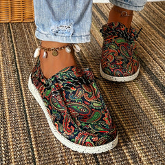 Women's Paisley Canvas Shoes Lace Up Lightweight Sneakers