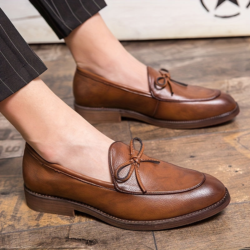 Men's Bowknot Loafer Shoes Non slip Slip On Shoes