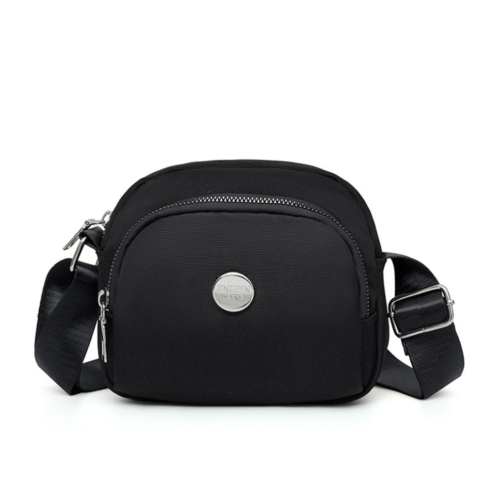 Nylon Metal Crossbody Bag Small Zipper Shoulder Bag Casual Phone Purse