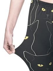 Cat Print Skinny Leggings Elastic Waist Stretchy Leggings