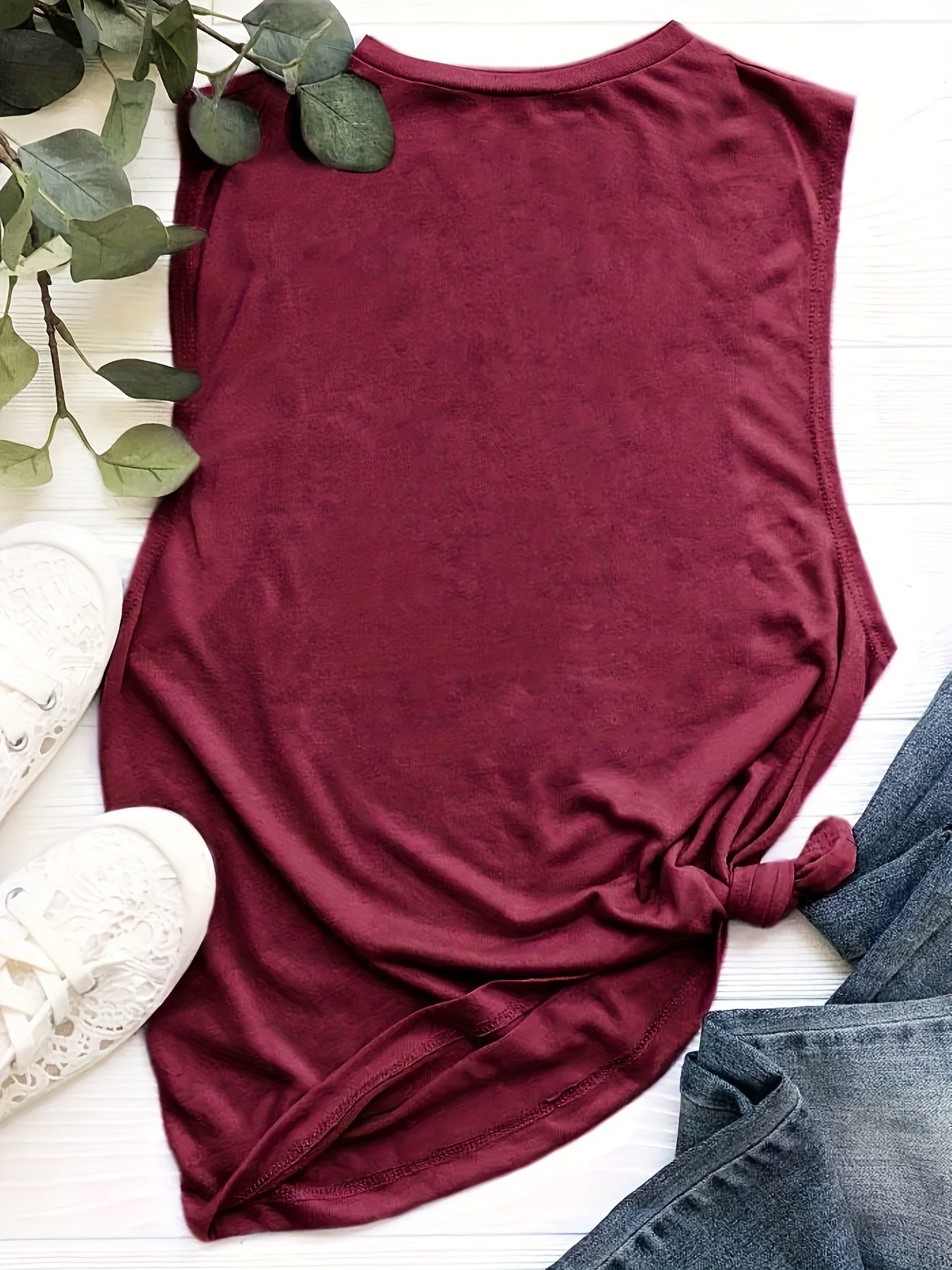 Letter Print Crew Neck Tank Top Sleeveless Casual Summer Women's Top
