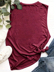 Letter Print Crew Neck Tank Top Sleeveless Casual Summer Women's Top