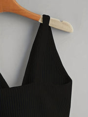 Knitted Bow Front V Neck Sleeveless Top