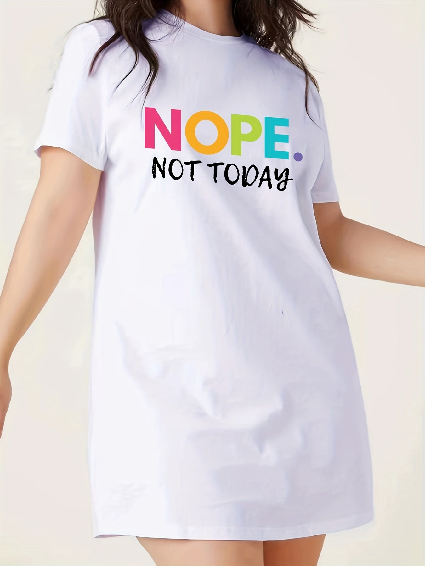 Lounge Dress Women's Casual Letter Print Short Sleeve Sleep Dress
