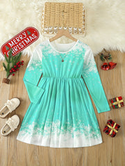 Sweet Girls Crew Neck Long Sleeve Dress Spring Fall