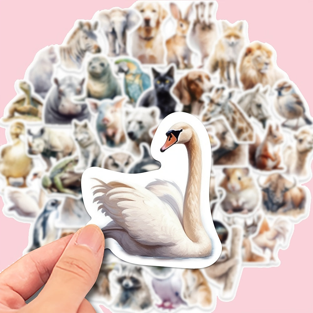 50pcs Realistic Animal Stickers Waterproof for Laptop Water Bottle Guitar
