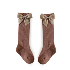 Baby Girls Knee High Socks Bow Stitched Toddler Long Sock