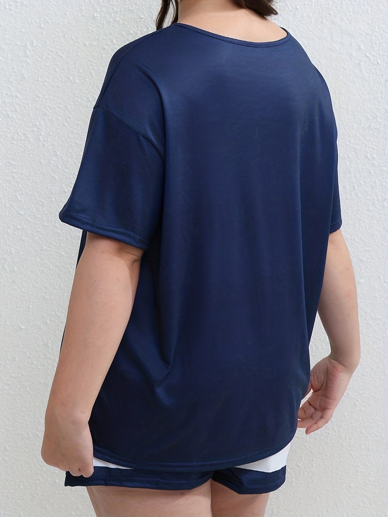 Anchor Print Tee & Colorblock Shorts Set