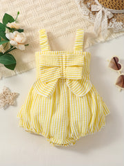 Baby Girls Plaid Bowknot Onesie for Summer