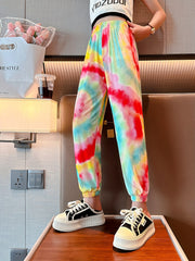 Girls Tie Dye Joggers High Waist Loose Sport Pants