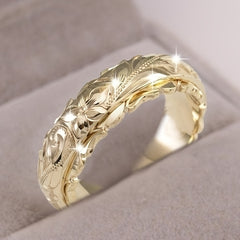 Flower Pattern Ring 18K Plated Minimalistic Jewelry