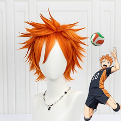 Short Orange Curly Anime Cosplay Wig Heat Resistant Synthetic Hair