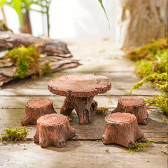 5pcs Mini Tree Stump Garden Art Resin Ornaments