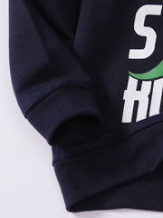 Dino Skater Print Boys Sweatshirt Crew Neck Top