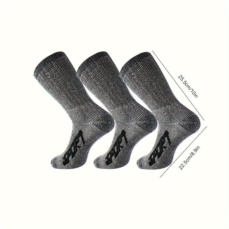 3 Pairs Men's Athletic Wool Socks Shock Absorption Outdoor Sports Hiking Socks