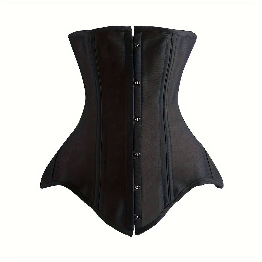 Solid Buckle Front Corset Bustier Tummy Slimming Lace Up Body Shaper