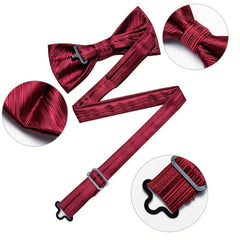 Men's Bow Tie Set Solid Paisley Silk Bow Tie Cufflinks