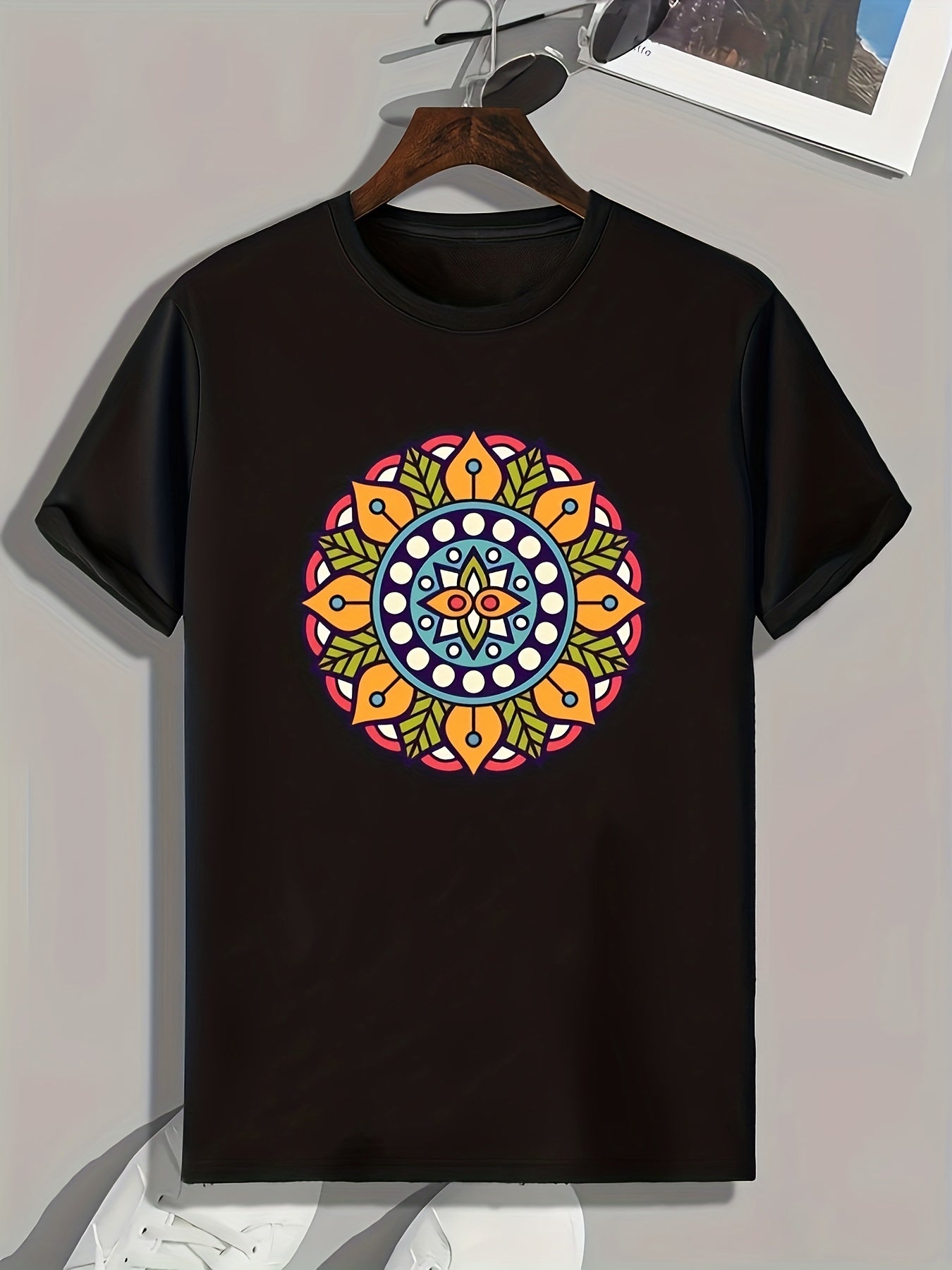 Flower Print Men's Graphic Tee Casual Summer T-shirt