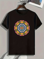 Flower Print Men's Graphic Tee Casual Summer T-shirt