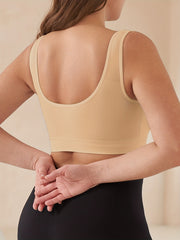 Sports Bra Seamless V Neck Padded High Stretch Running Yoga Bra