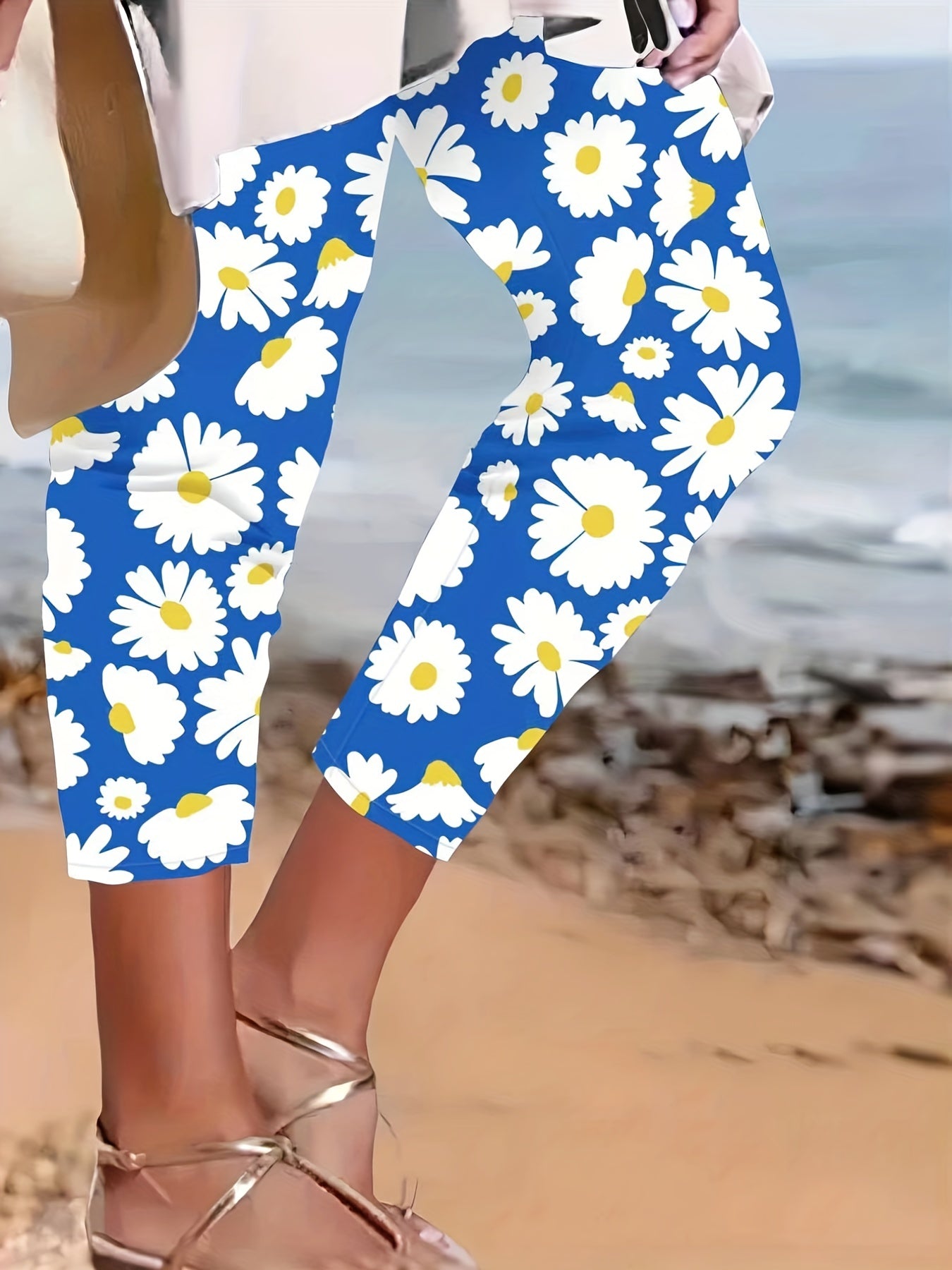 Women's Plus Ditsy Floral Print Stretch Pants