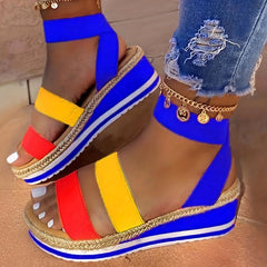 Women's Espadrille Wedge Sandals Open Toe Ankle Strap Slip On Casual Sandals