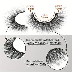 16 Pairs Natural Look Wispy False Eyelashes 12mm Short Faux Mink Cat Eye Lashes