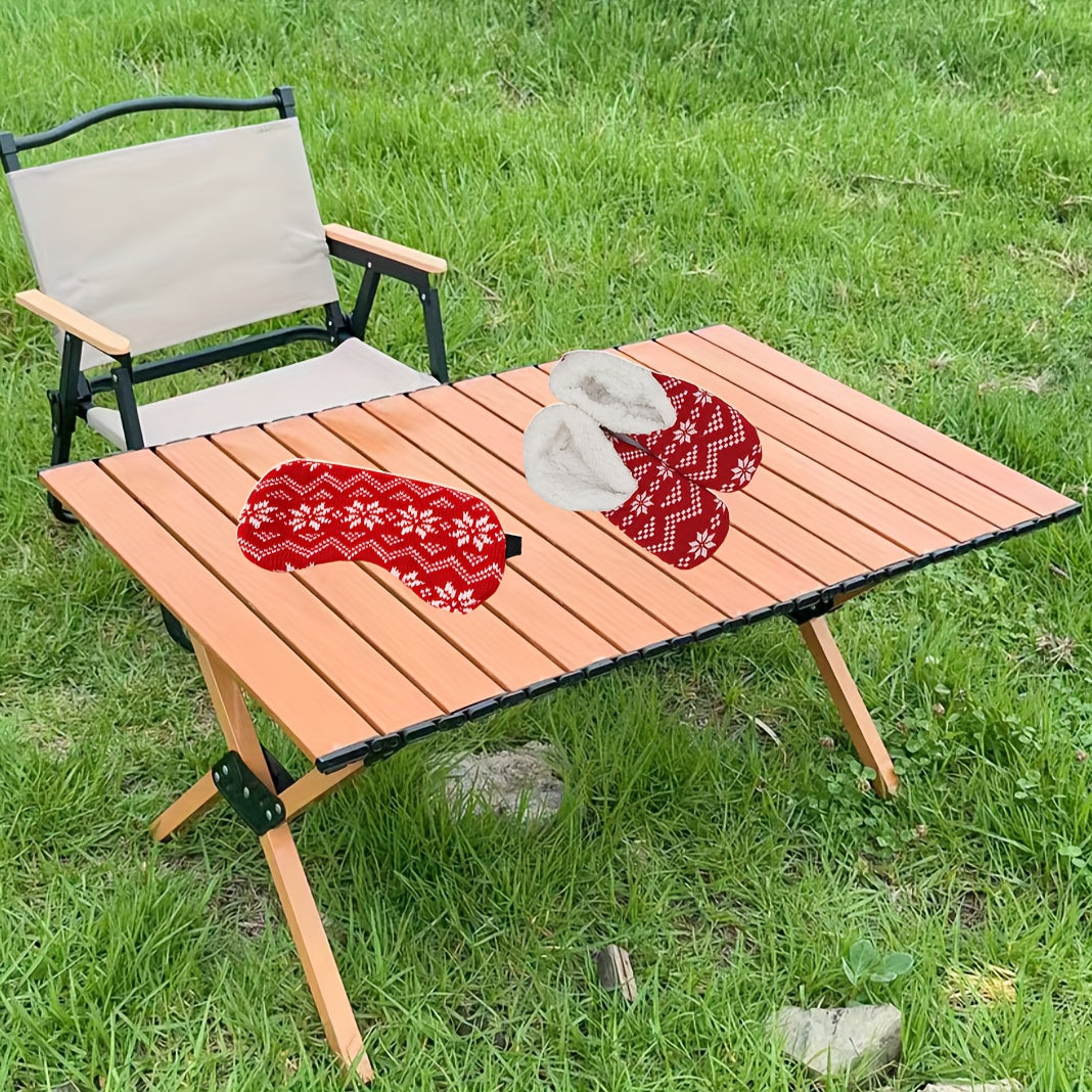 Knitted Eye Mask & Velvet Socks Set for Camping - Cozy Sleep Accessories