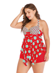Dot Print Mesh Top & Shorts Swimsuit Set Boho 2pcs Set