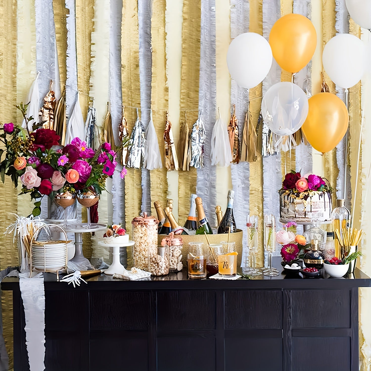 1pc Golden Twist Paper Streamer for Party and Wedding Decoration
