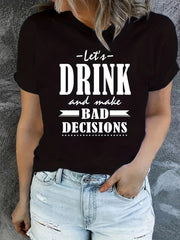 Letter Graphic Sports Round Neck T-shirt Short Sleeves for Women