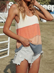 Eyelet Spaghetti Strap Knitted Cami Top for Summer