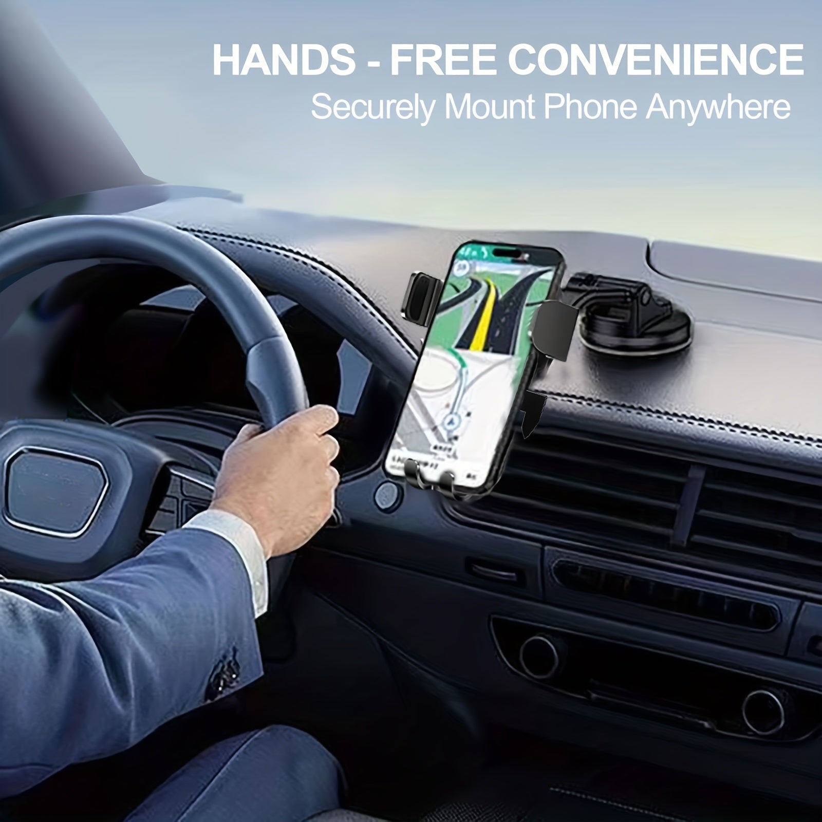 Universal Car Phone Holder with Smart Open and Close Design