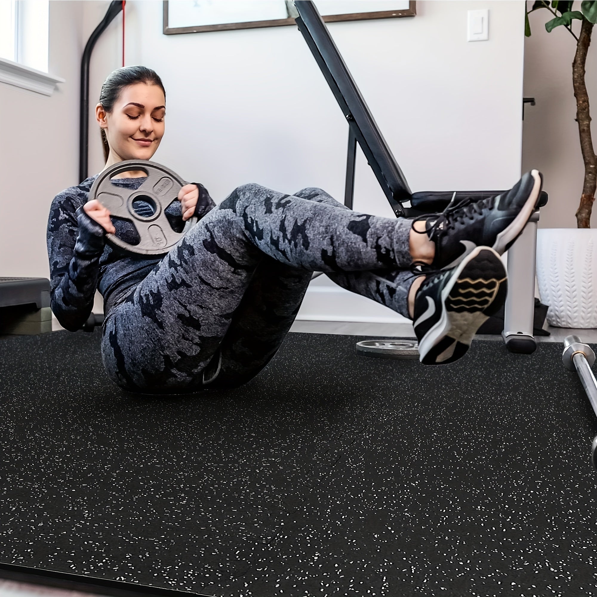 6pcs Fitness Floor Mat For Home & Gym Heavy Duty Rubber Top Rubber Floor Mats