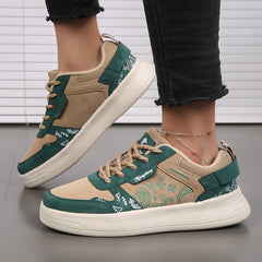 Retro Graphic Print Block Skate Shoes Casual Sneakers