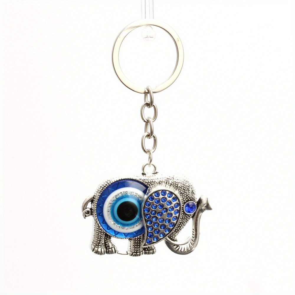 Evil Eye Elephant Keychain Lucky Charm Car Bag Pendant