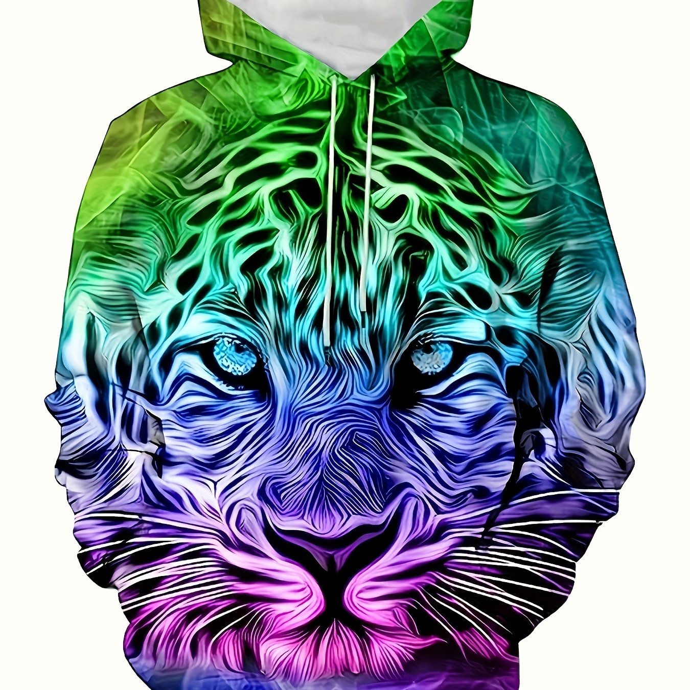 Lion 3D Print Gradient Hoodie Men's Graphic Pullover Kangaroo Pocket