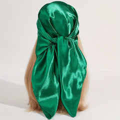 Solid Satin Bandana Silk Square Scarf Head Wrap Neckerchief Hair Accessories