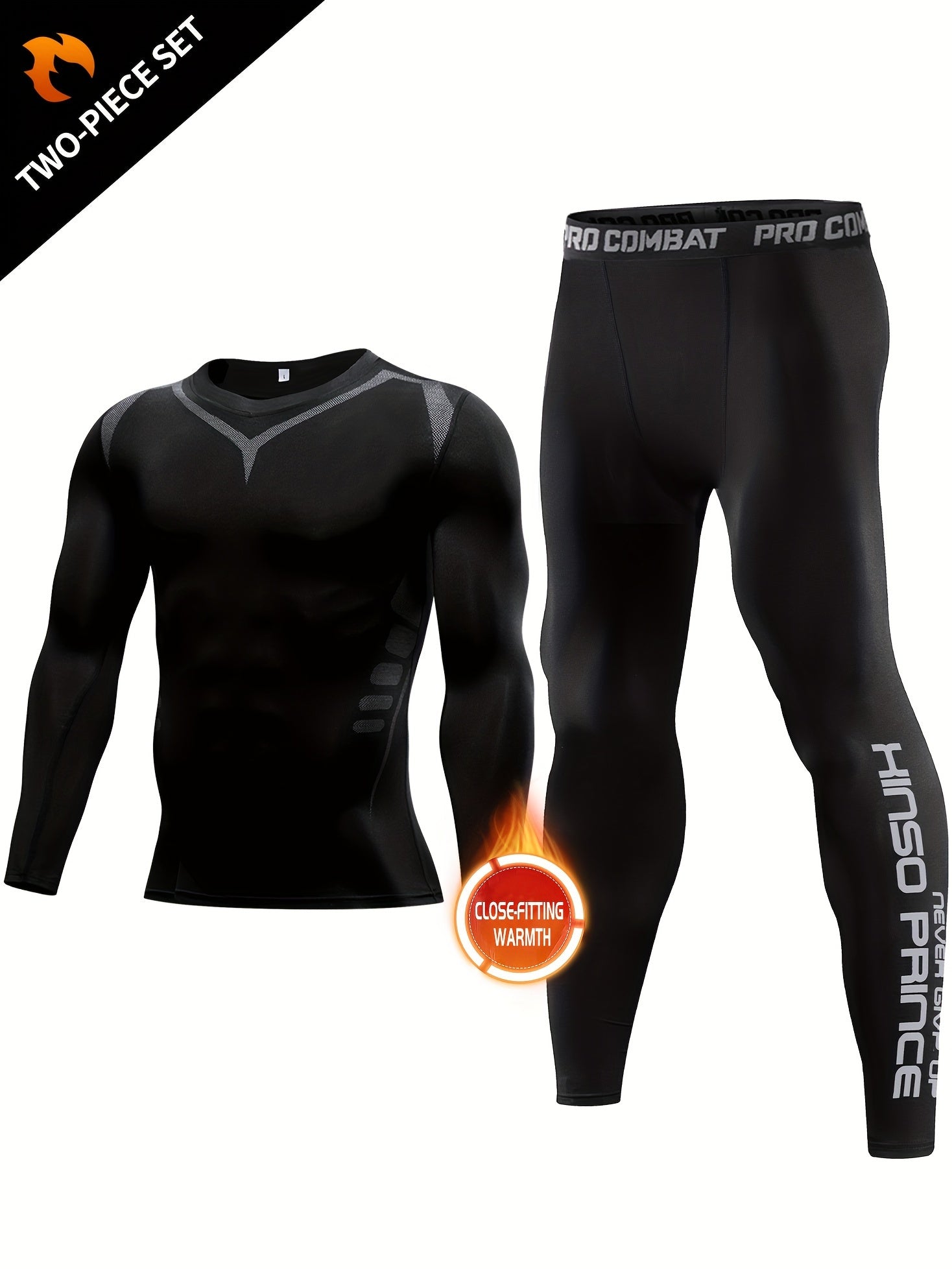 Men's Compression Suit Long Sleeve Skinny Fit T-shirt And Leggings For Winter