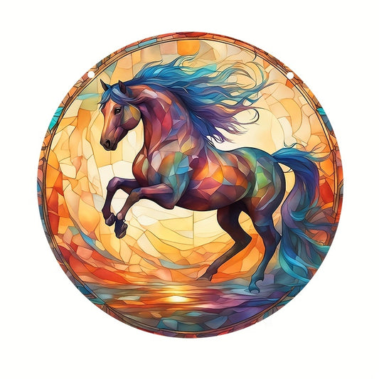 Funny Horse Suncatcher Stained Window Hanging Outdoor Housewarming Decor
