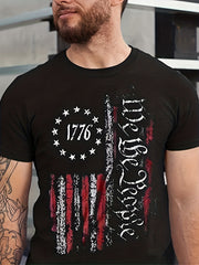 Vintage American Flag T Shirt Men 3D Print Breathable Stretchy Casual Tee Summer