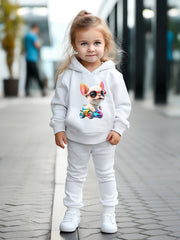 OERYUI Puppy Print Hoodies Pants Set For Kids