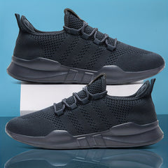 Men's Breathable Lace Up Knit Sneakers Casual Outdoor Walking Running Shoes