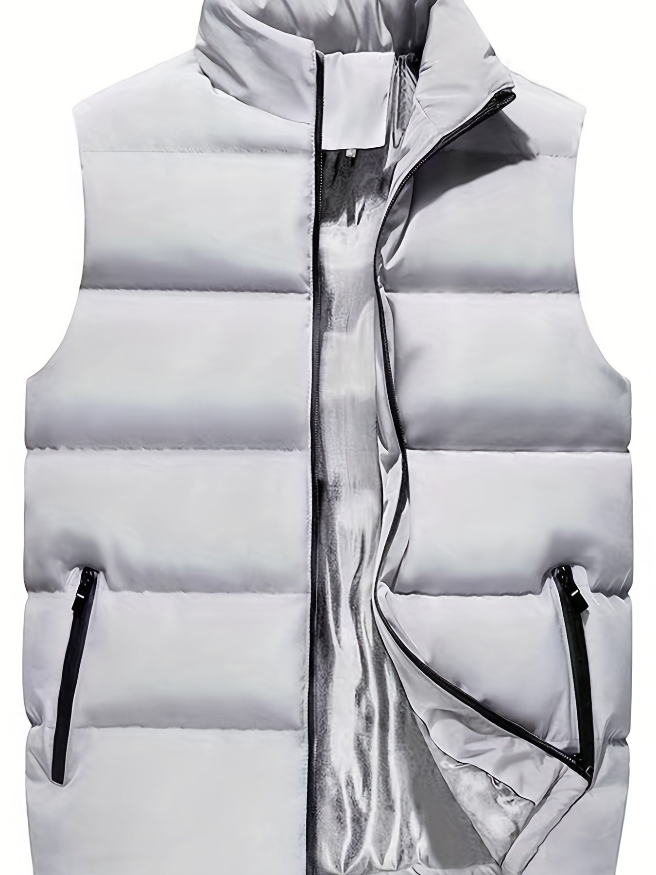 Unisex Winter Vest Men's Zipper Pockets Stand Collar Zip Up Vest