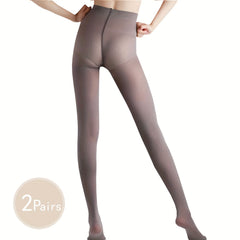2 Pack Solid Slim High Waist Pantyhose Elastic Stockings
