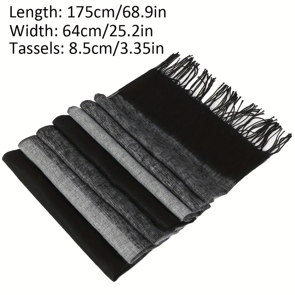 Fringed Striped Shawl Wrap Warm Scarf for Women