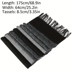 Fringed Striped Shawl Wrap Warm Scarf for Women