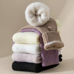 7 Pairs Plush Lined Socks Women's Stockings