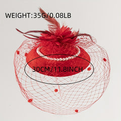 Feather Mesh Veil Fascinators Pillbox Hat 20s Vintage Tea Party Fascinator